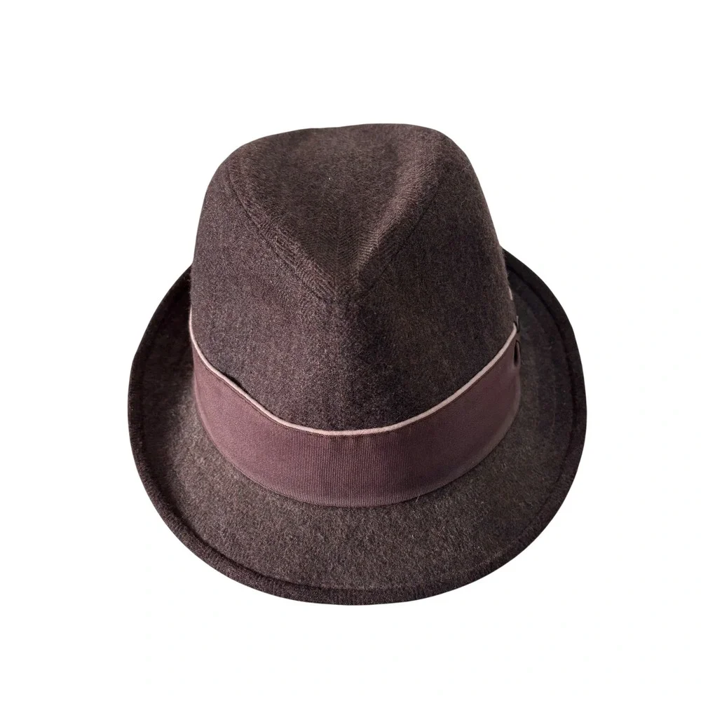 Stetson Mens Brown Wool Blend Pinstripe Fedora Hat Small Medium S/M Trilby